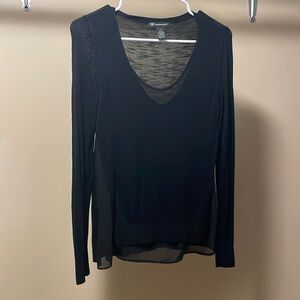 Black Asymmetrical Sheer-neck Long Sleeve XS